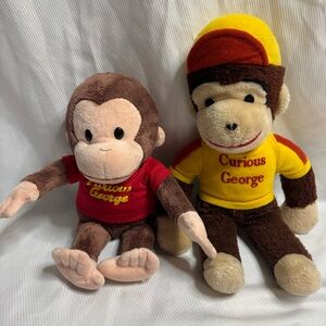 Vintage Knickerbocker Curious George 14" and Gund Soft 12” Curious George Plush